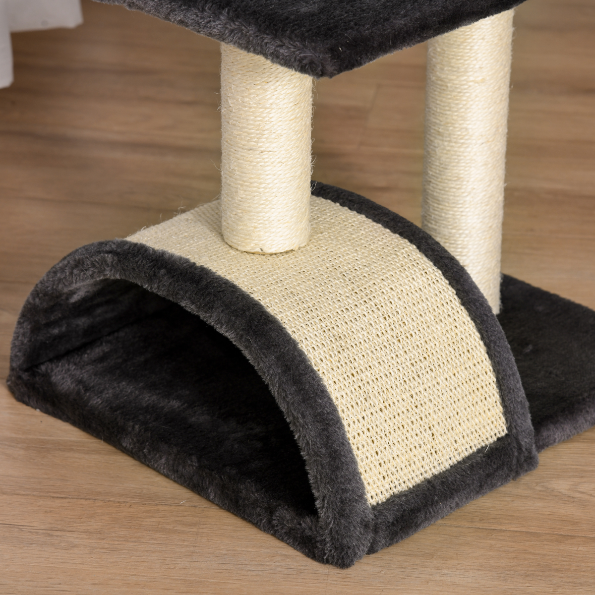 Three-Tier Cat Tree with Arc Scratching Pad - Grey