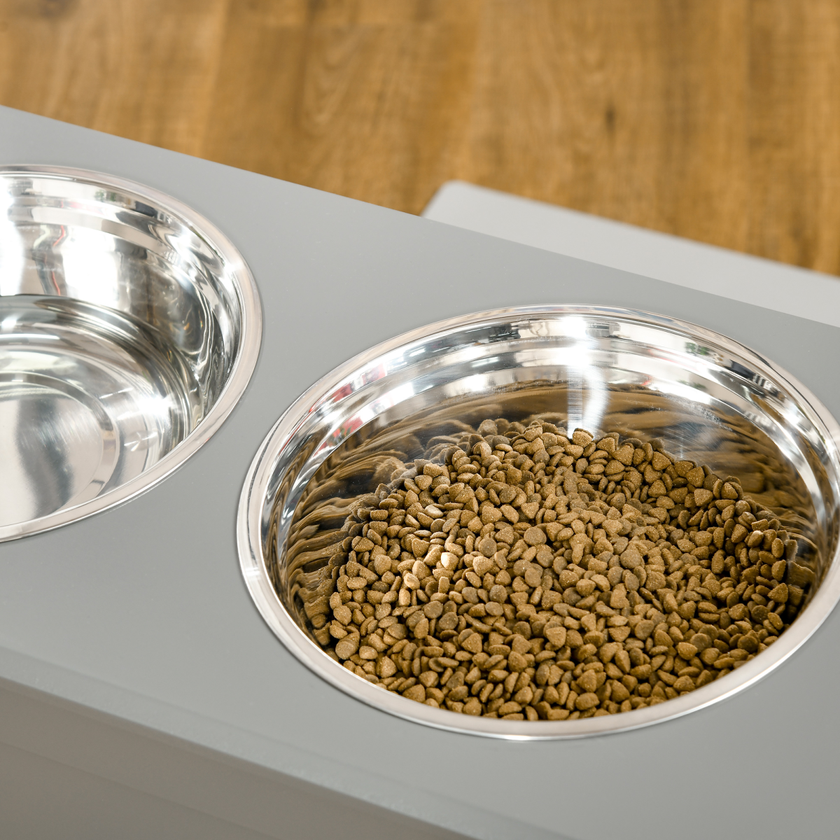 Elevated Dog Bowls with Storage - Grey