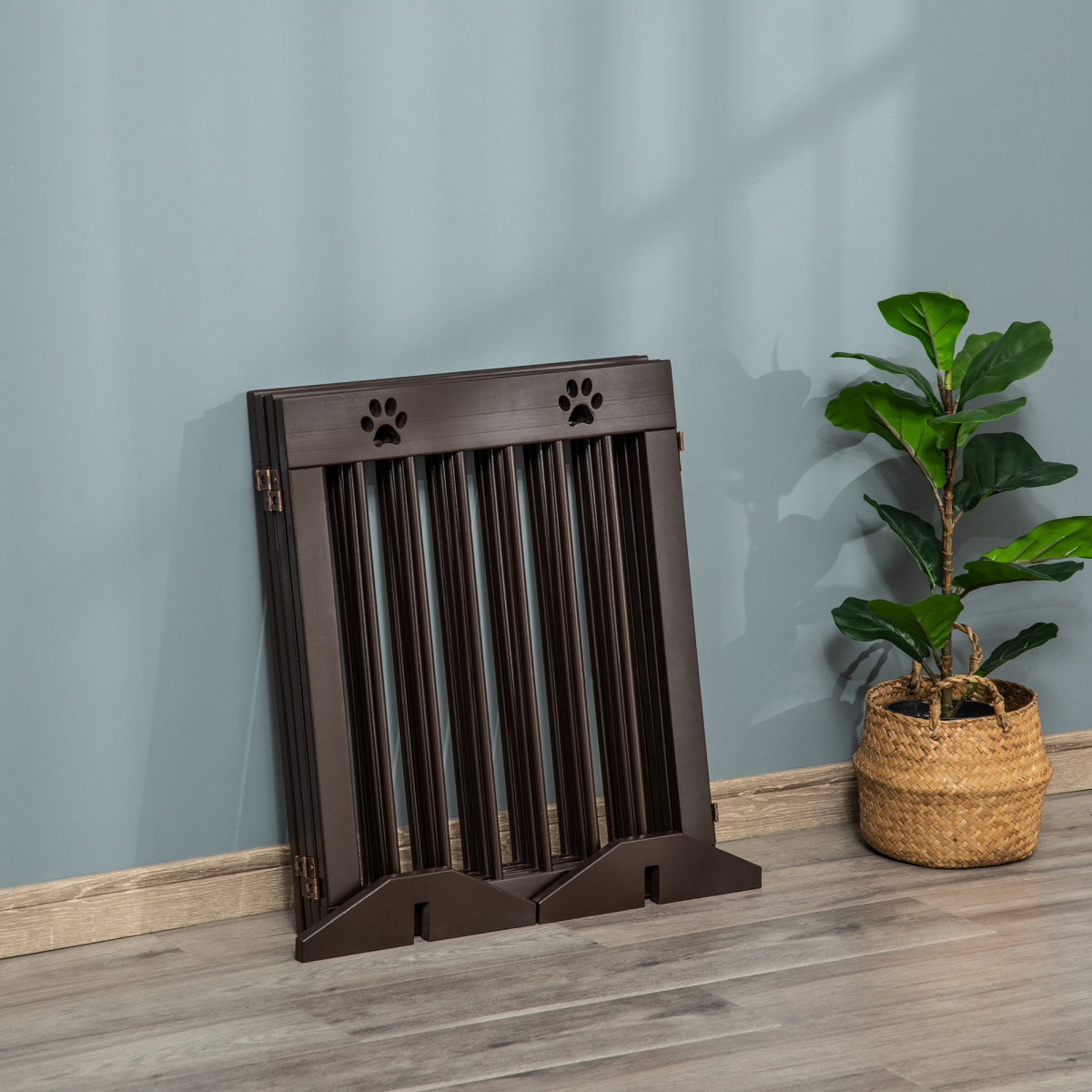 Foldable Wooden Pet Gate, 4-Panel