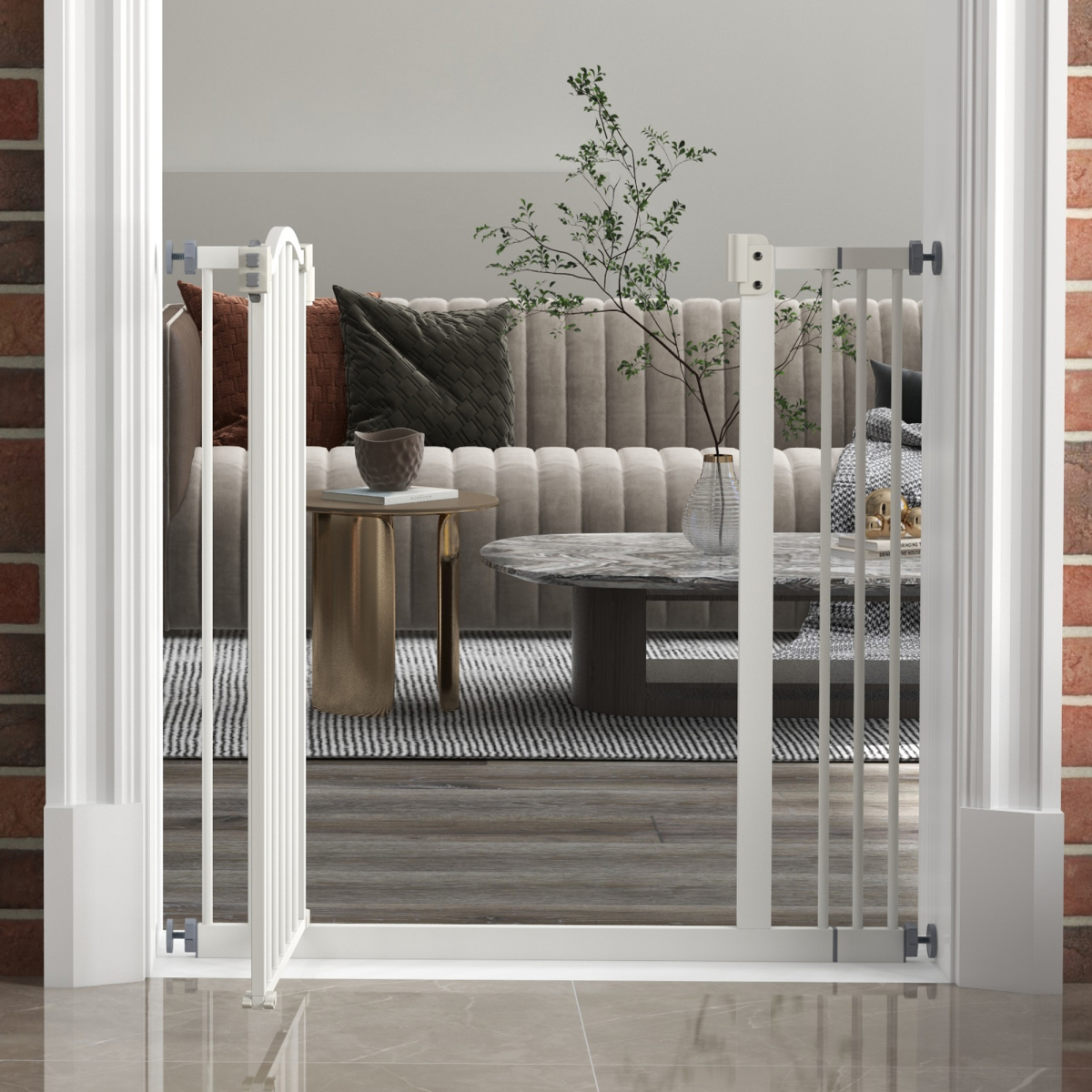 Adjustable Metal Pet Gate, 74-87cm - White