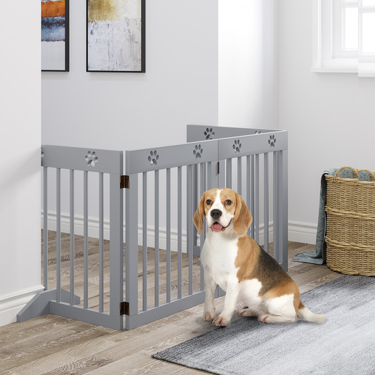 Foldable Wooden Pet Gate, 4-Panel - Compact