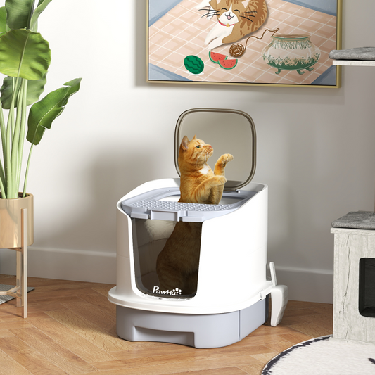 Hooded Cat Litter Box - Grey