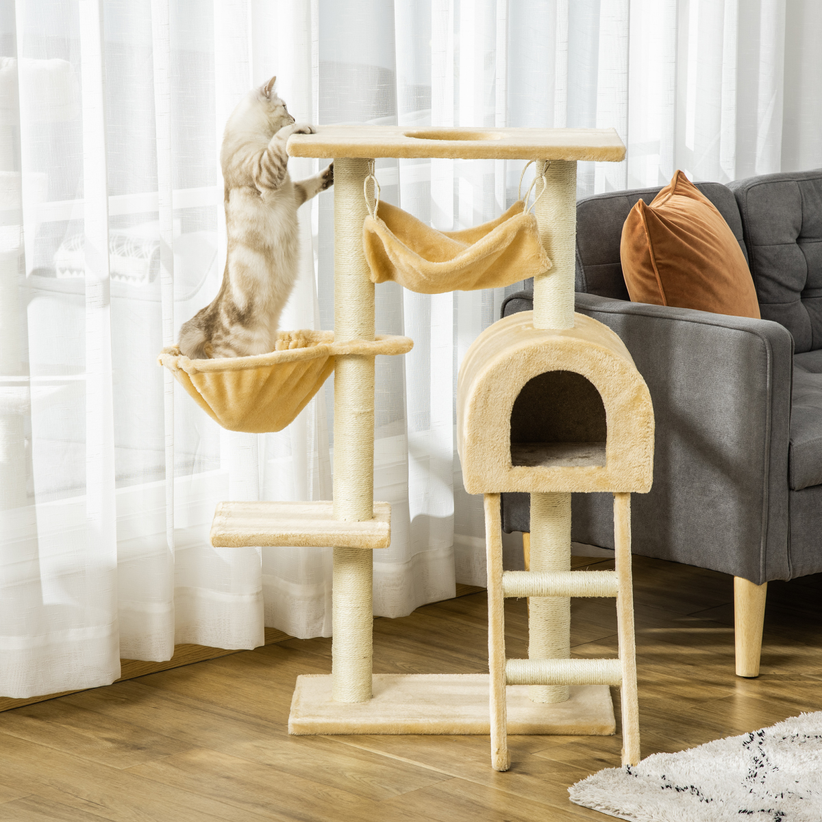 Cat Tree with Hammock and House