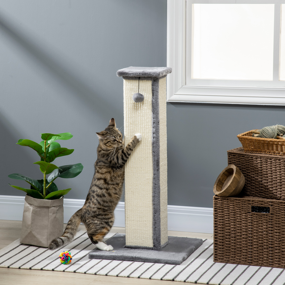 81cm Cat Scratching Post - Grey