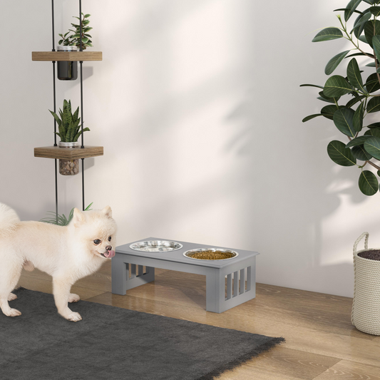 Elevated Dog Feeder, Compact - Grey