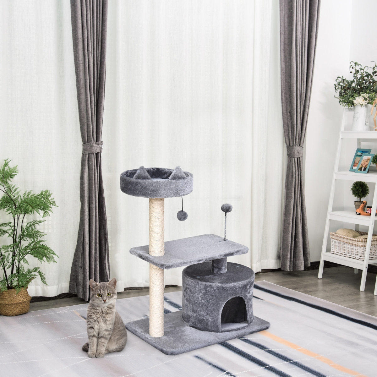 81cm Deluxe Cat Tree with Hideaway Hut