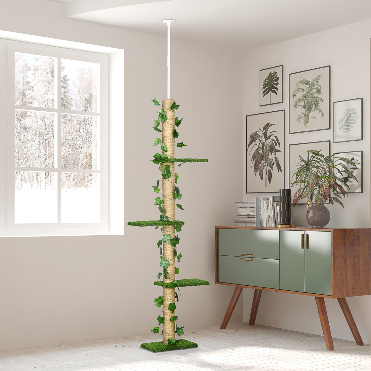 Floor-to-Ceiling Cat Tree - Green
