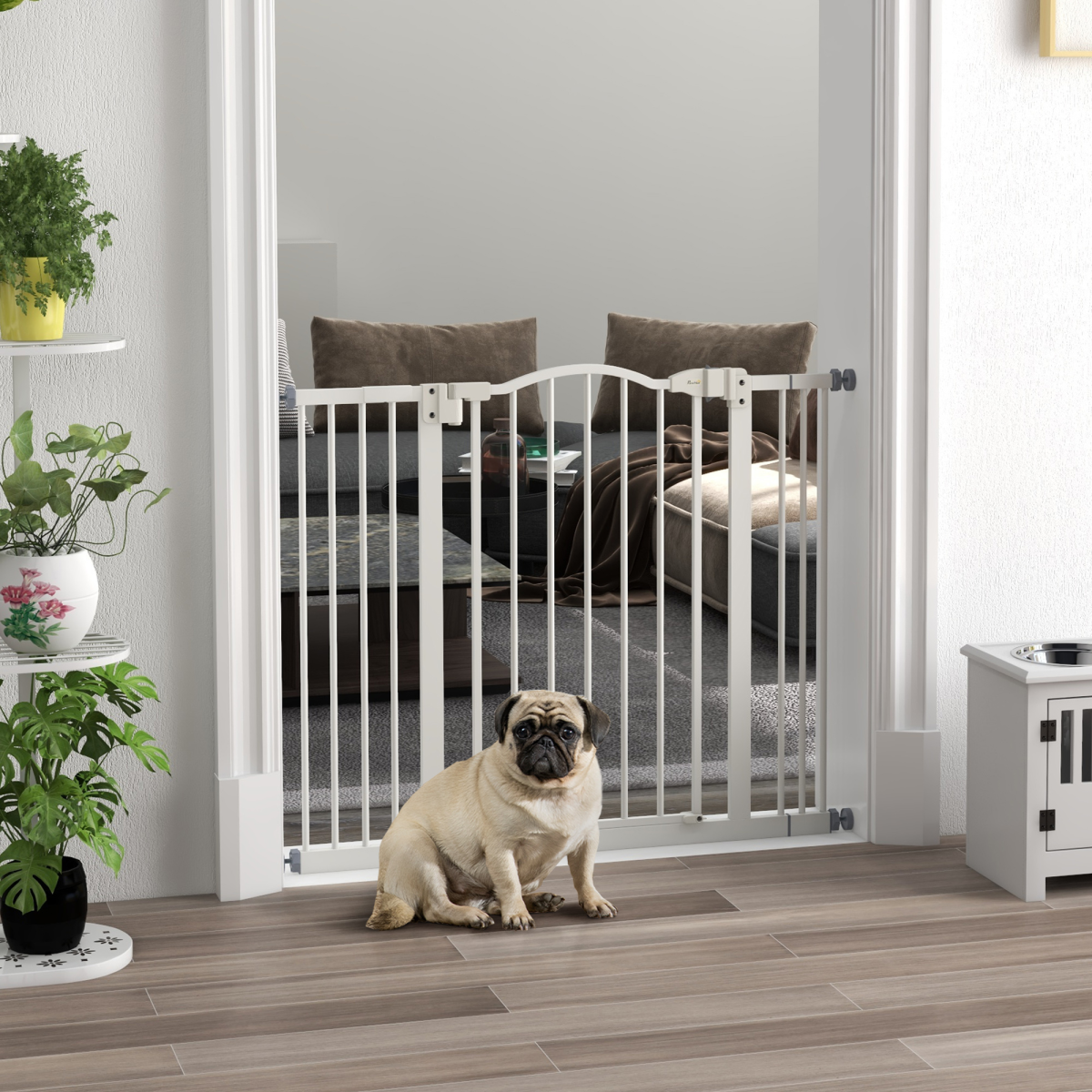 Adjustable Metal Pet Gate, 74-100cm - White