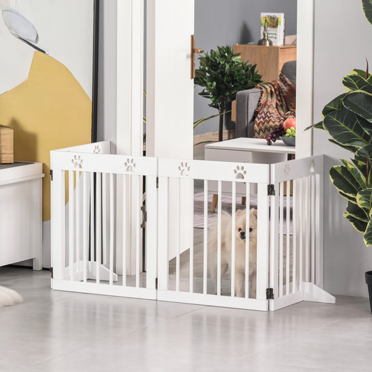 Foldable Wooden Pet Gate, 4-Panel - Wide