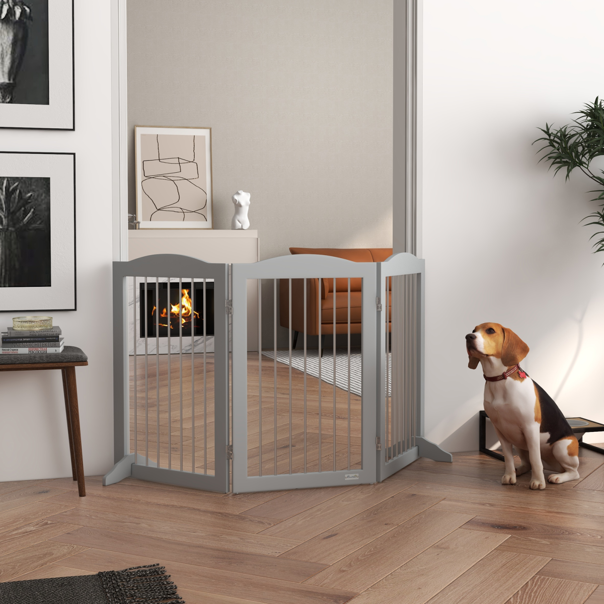 Foldable Freestanding Pet Gate - Grey