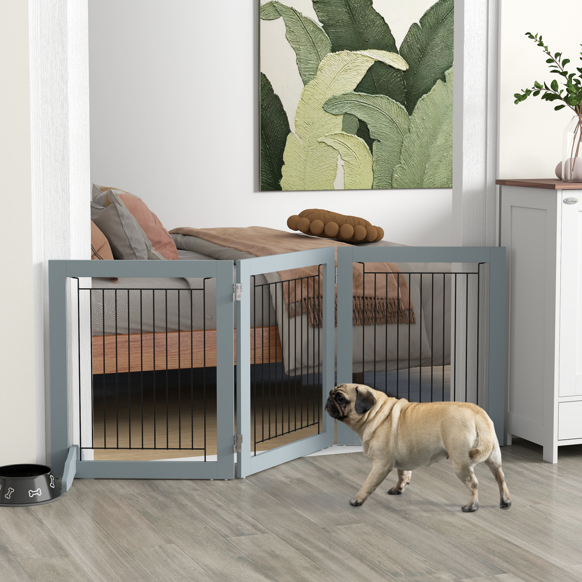 Foldable Wooden Pet Gate, 3-Panel