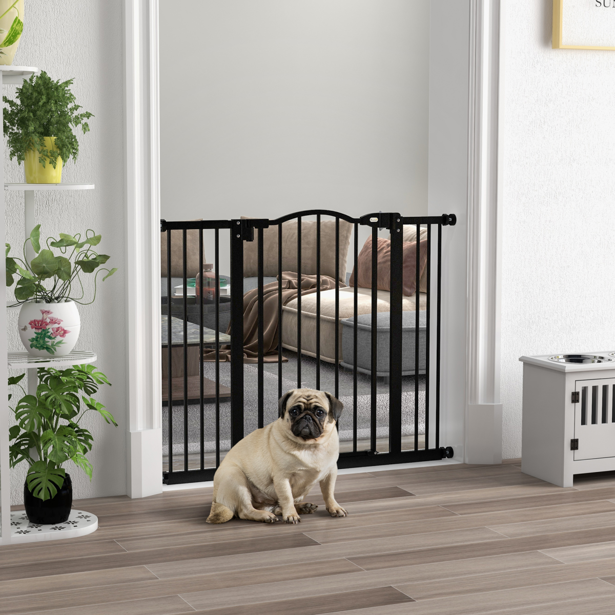 Adjustable Metal Pet Gate, 74-100cm - Black