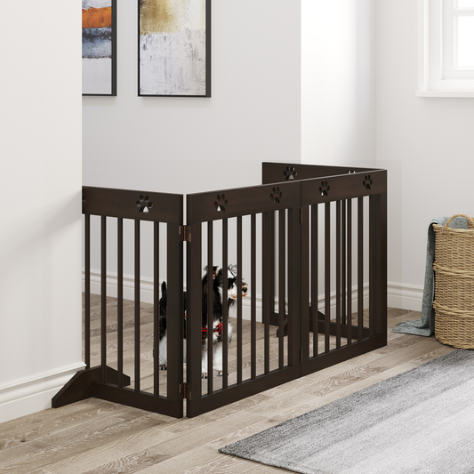 Foldable Wooden Pet Gate, 4-Panel