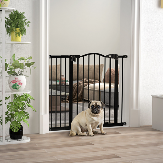 Adjustable Metal Pet Gate, 74-94cm - Black