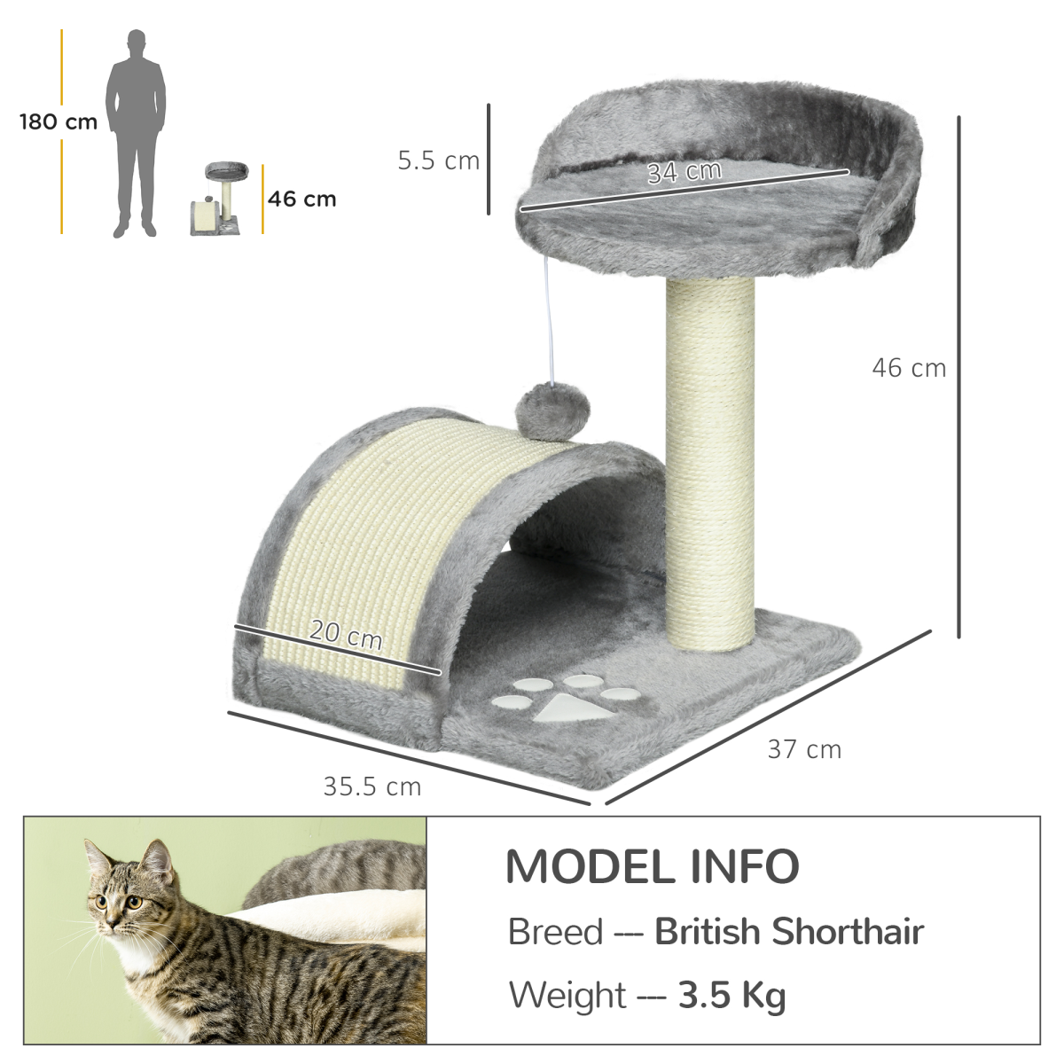 Kitten Activity Centre Cat Tree - Beige/Grey
