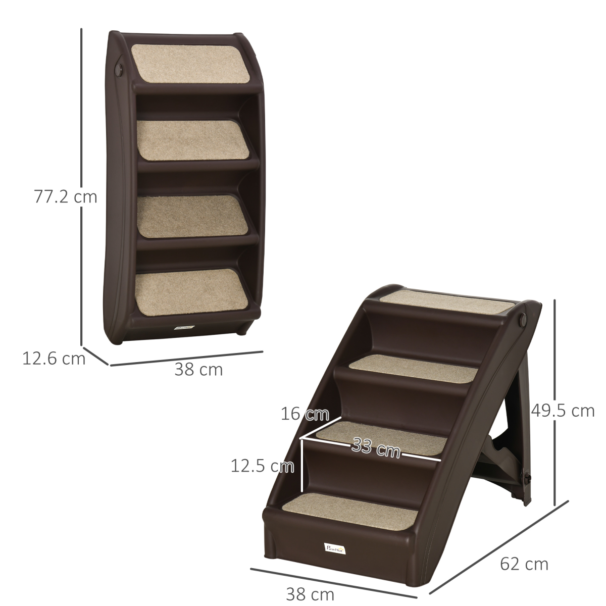 Non-Slip Pet Stairs - Brown