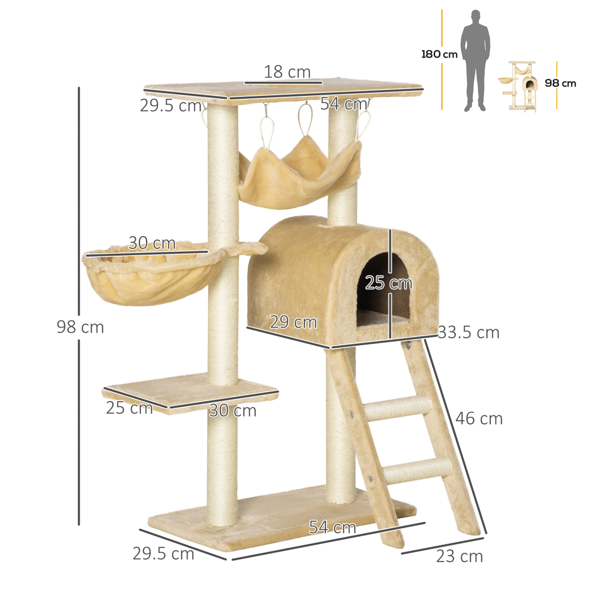 Cat Tree with Hammock and House