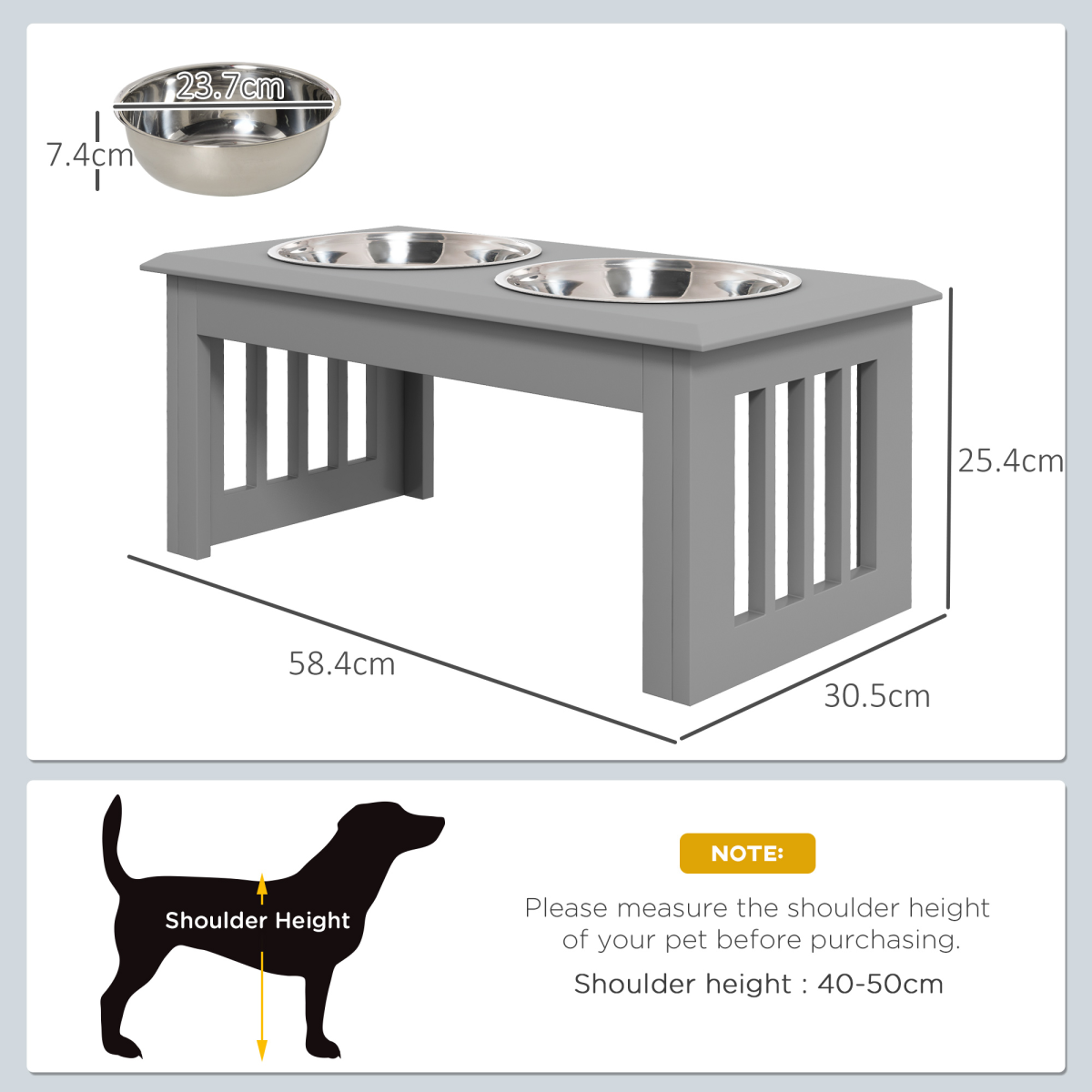 Elevated Dog Feeder, Large - Grey
