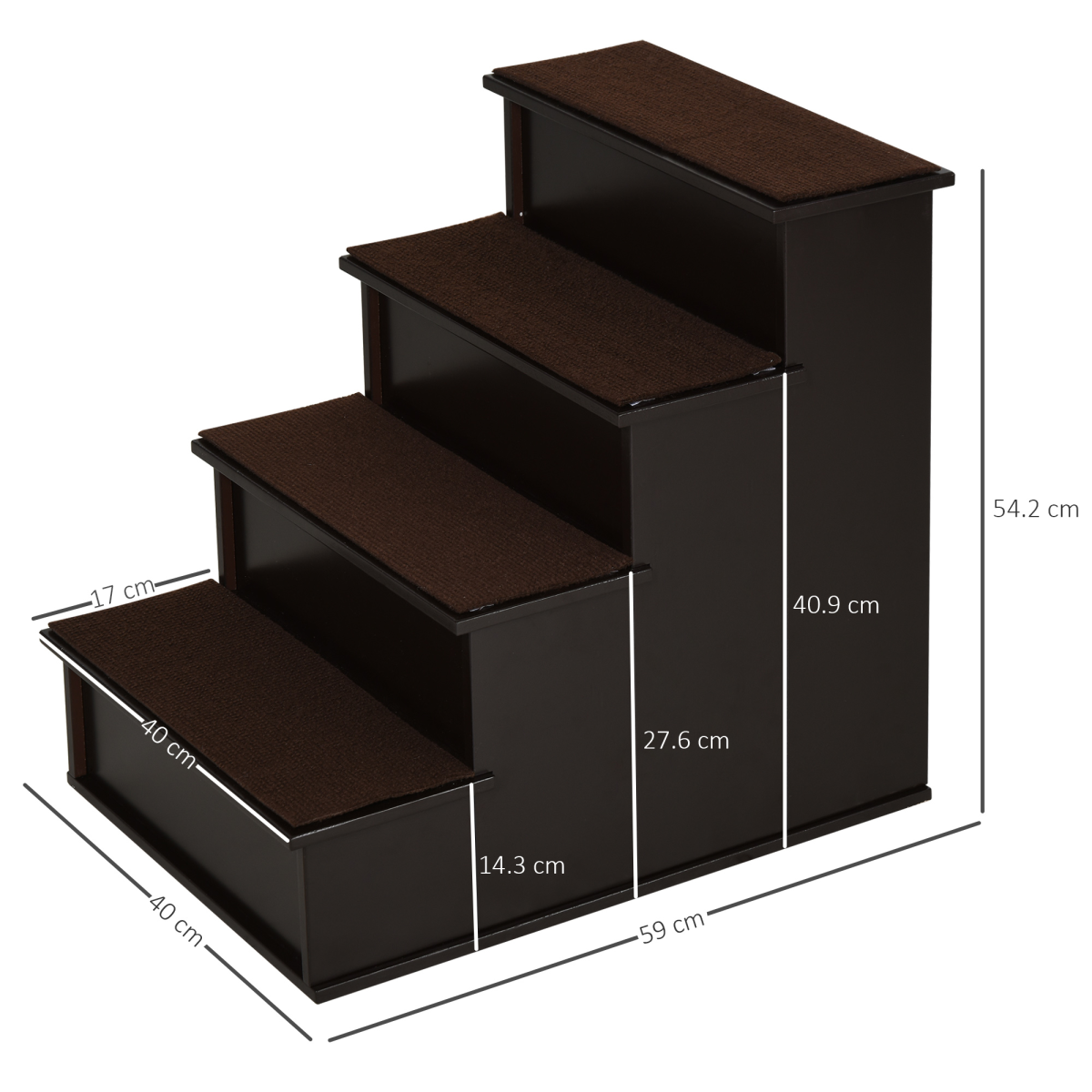 4-Step Wooden Pet Stairs with Plush Cushion