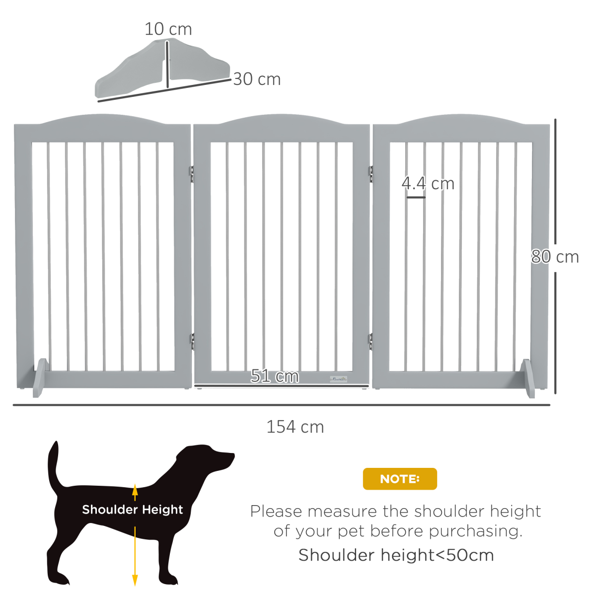 Foldable Freestanding Pet Gate - Grey