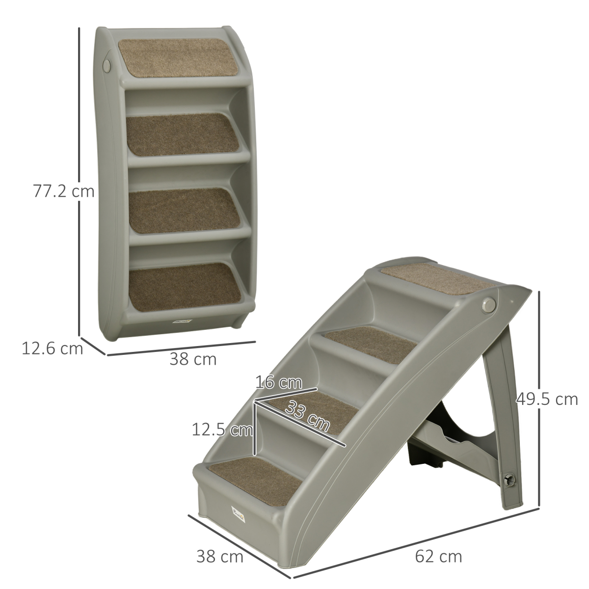 Non-Slip Pet Stairs - Grey