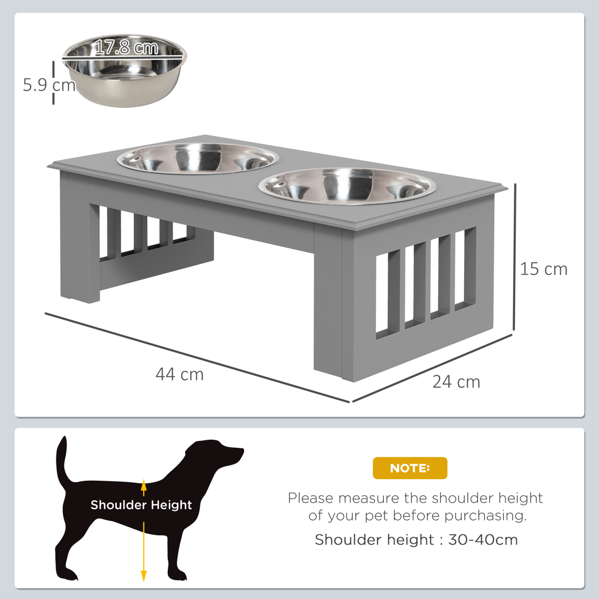 Elevated Dog Feeder, Compact - Grey