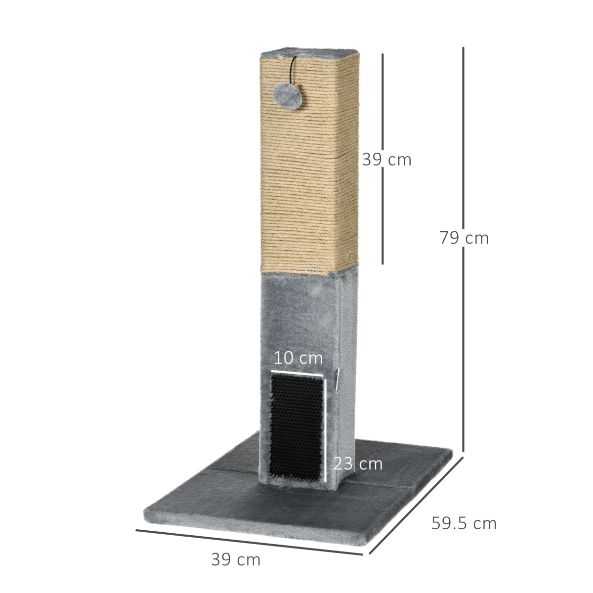 79cm Cat Scratching Post with Hanging Toy - Grey