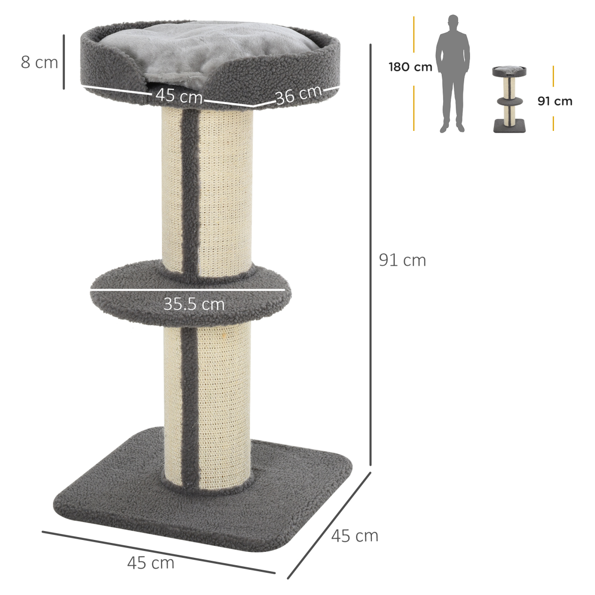 91cm Cat Tree with Cashmere Perch