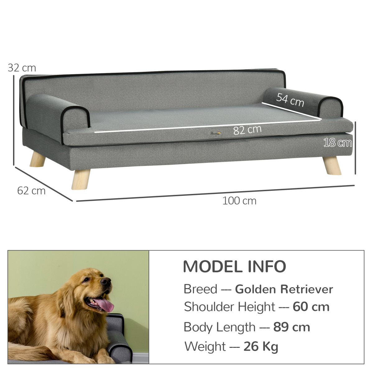 Water-Resistant Dog Sofa - Grey