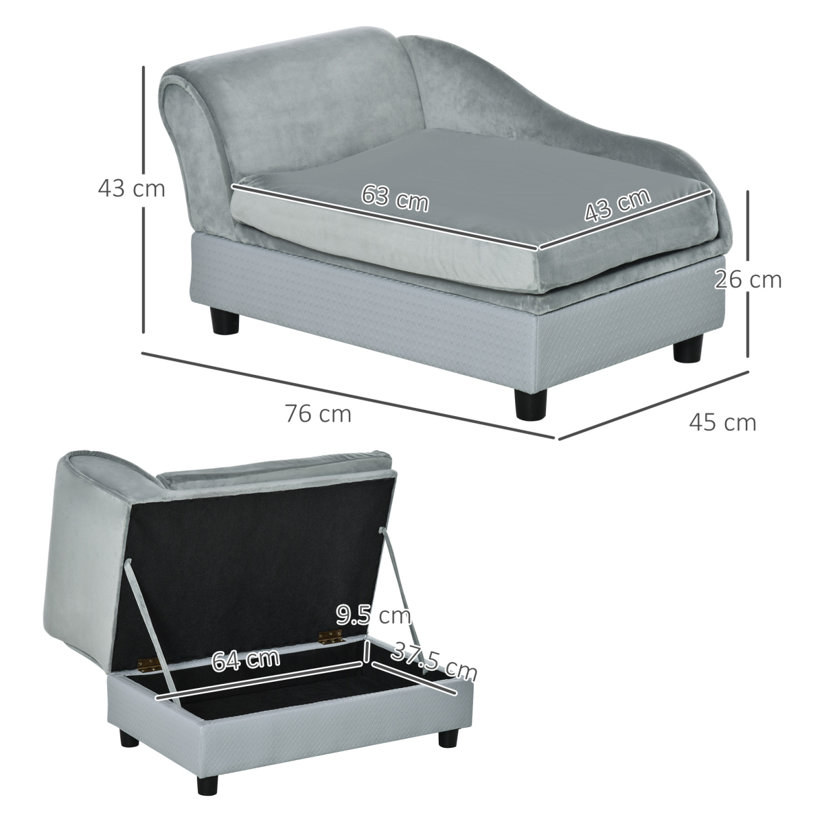 Pet Sofa with Storage - Light Blue