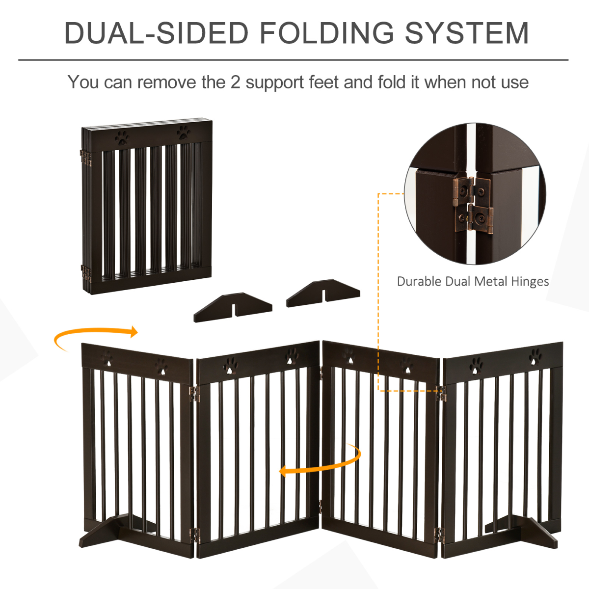 Foldable Wooden Pet Gate, 4-Panel