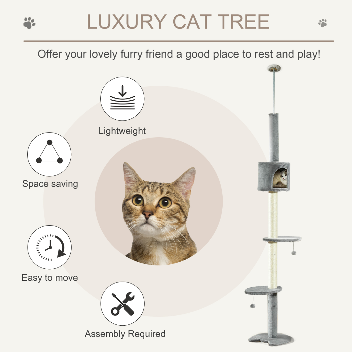 Multi-Level Cat Tree - Light Grey