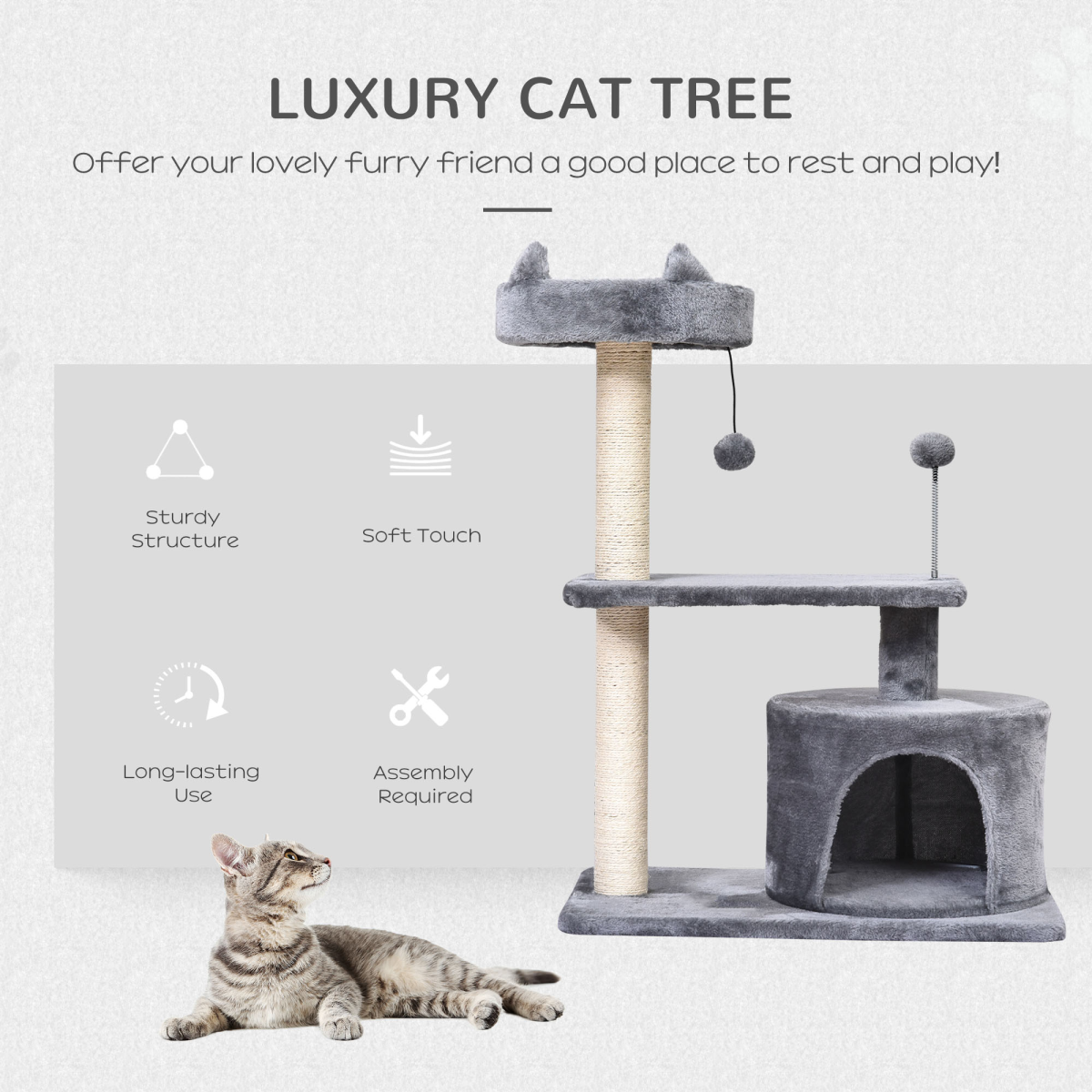 81cm Deluxe Cat Tree with Hideaway Hut