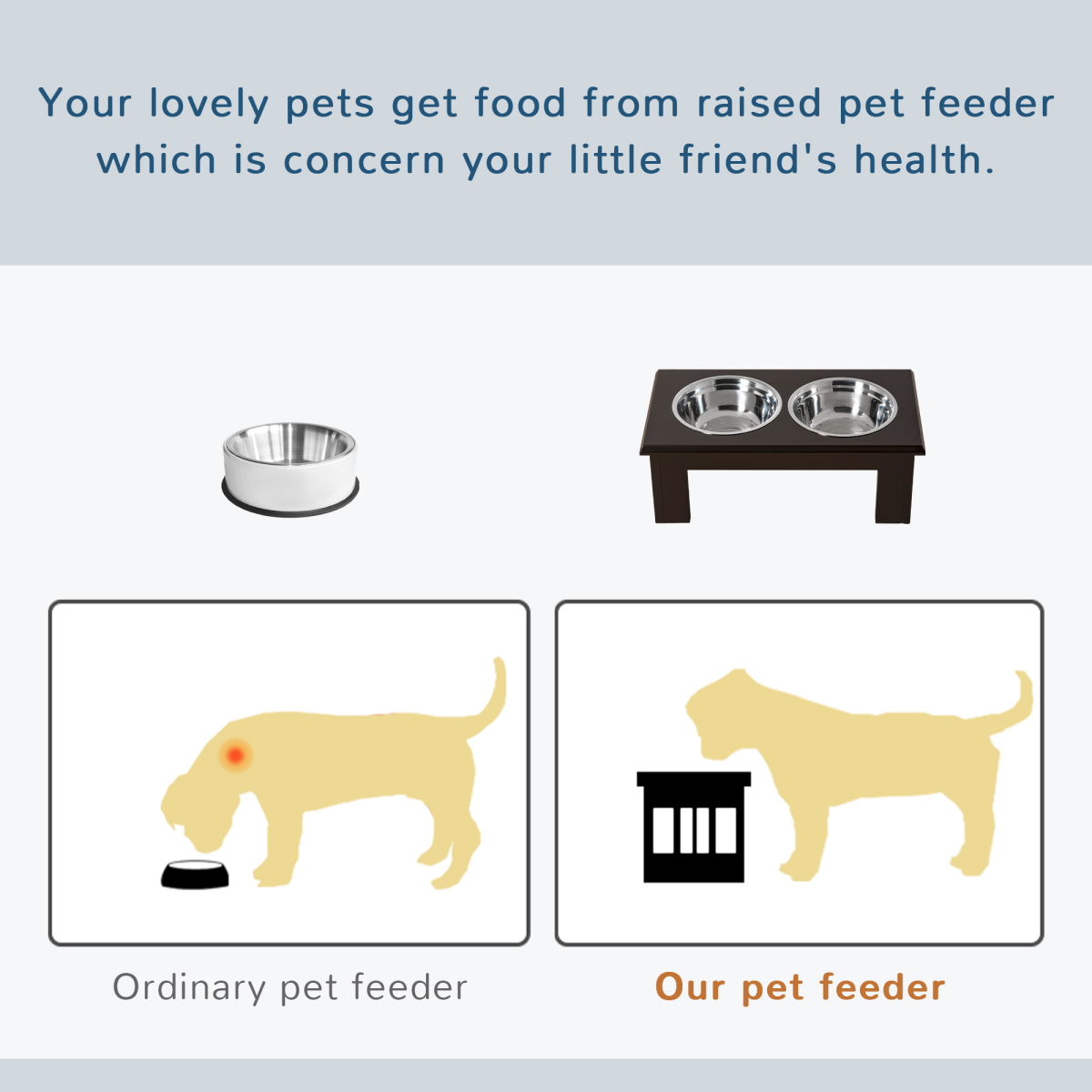 Elevated Dog Feeder, Medium - Brown