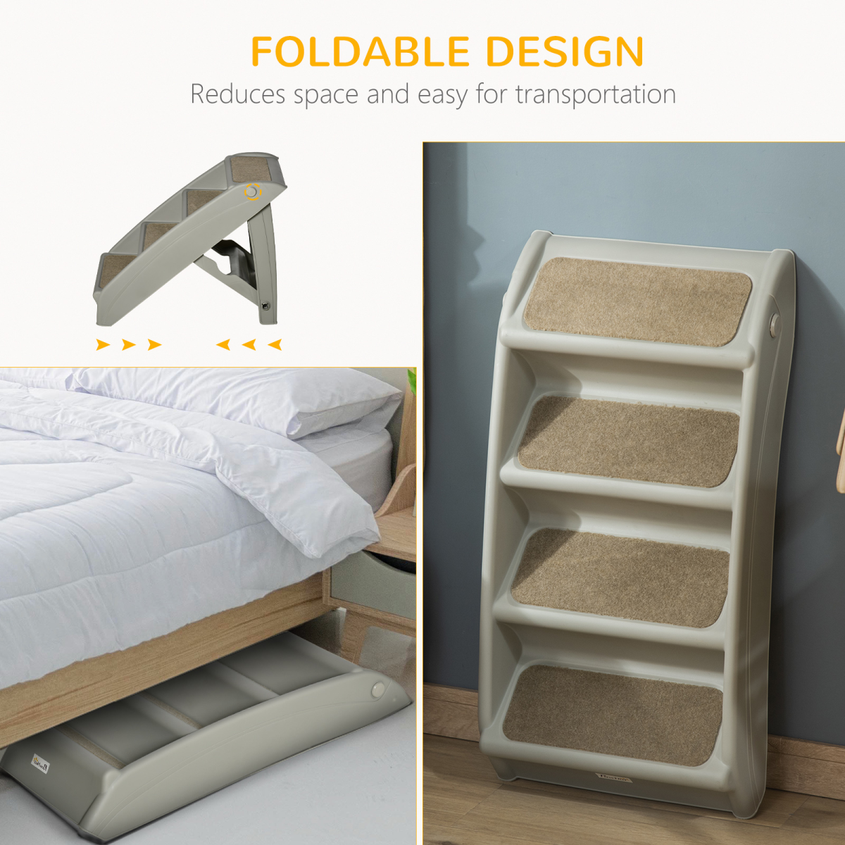 Non-Slip Pet Stairs - Grey