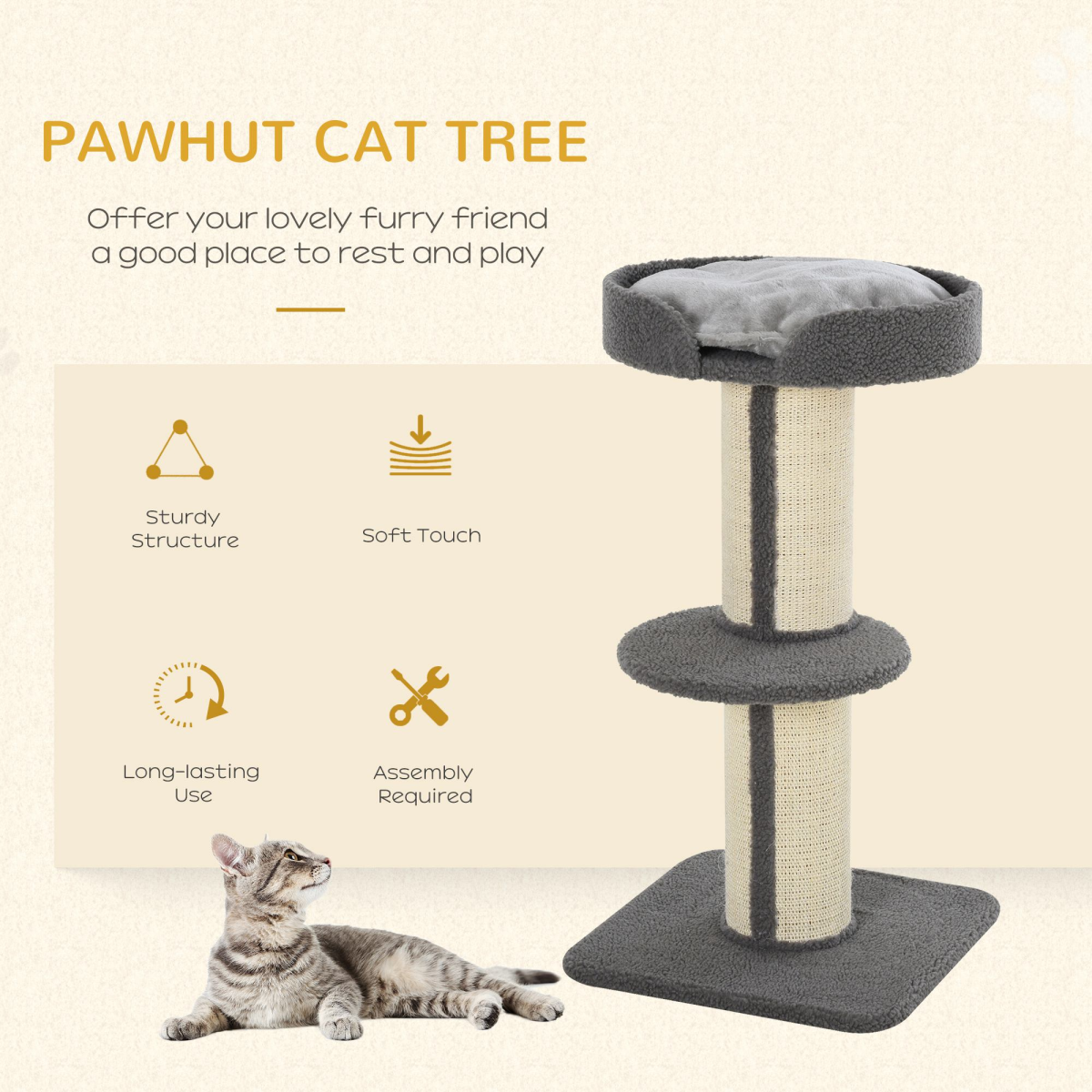 91cm Cat Tree with Cashmere Perch