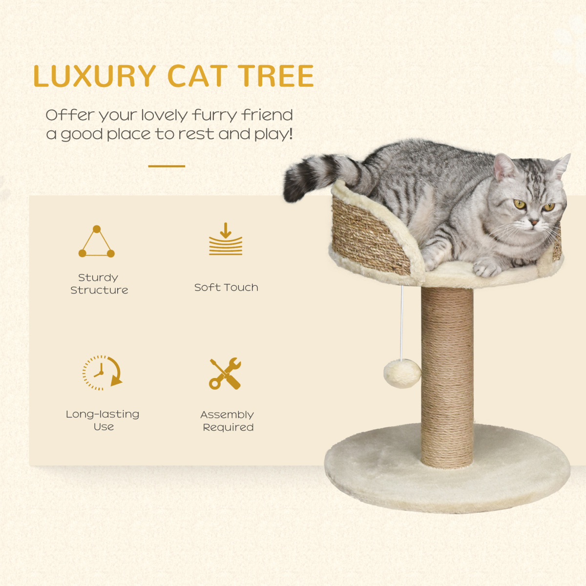 Compact Cat Tree with Scratching Post