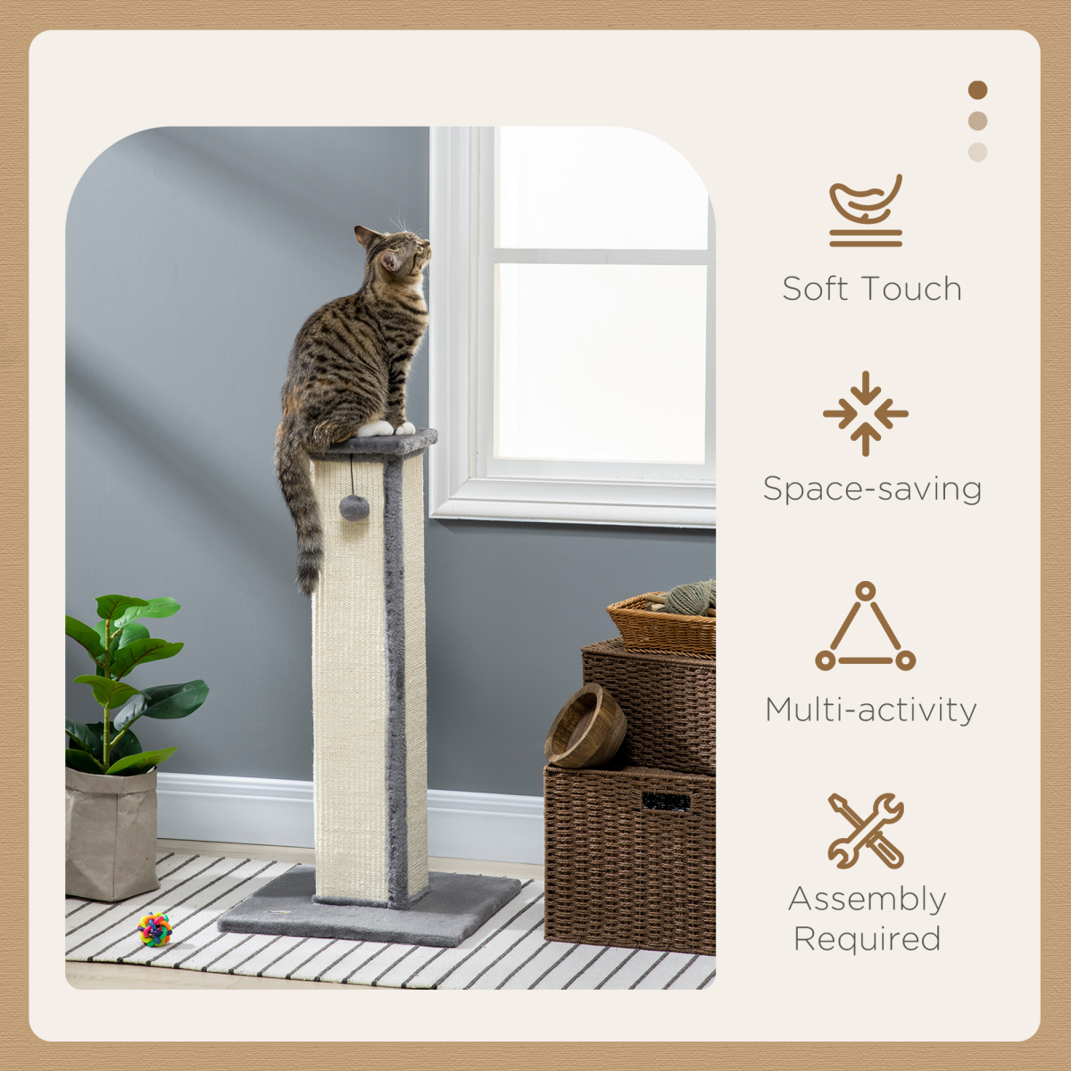 81cm Cat Scratching Post - Grey