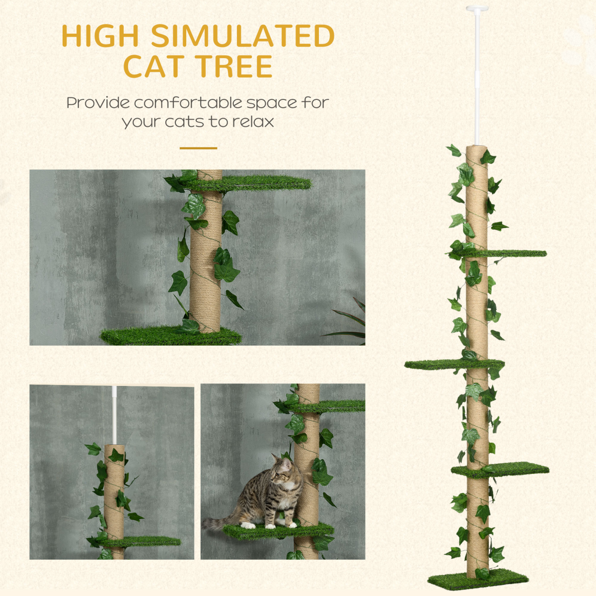 Floor-to-Ceiling Cat Tree - Green