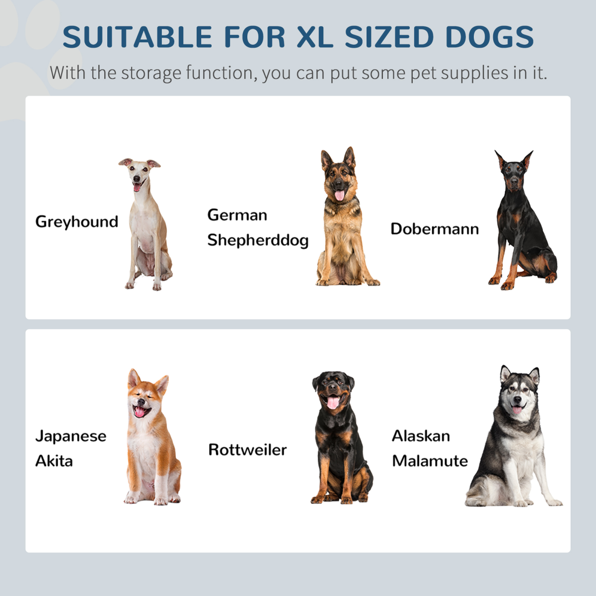 Elevated Dog Bowls with Storage - Grey