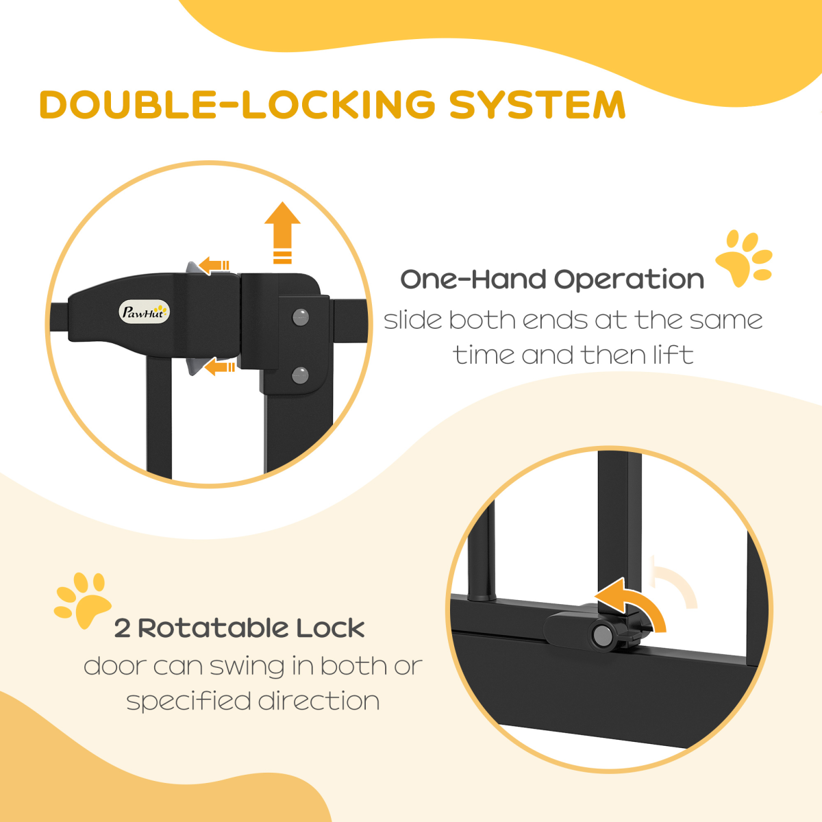 Adjustable Metal Pet Gate, 74-100cm - Black