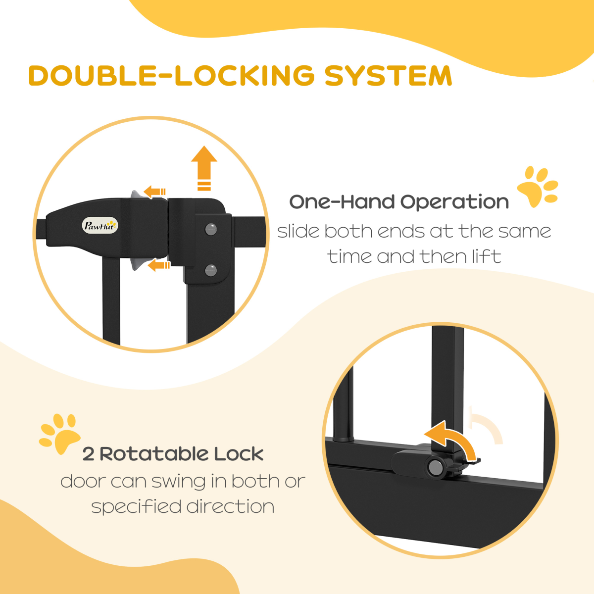 Adjustable Metal Pet Gate, 74-94cm - Black