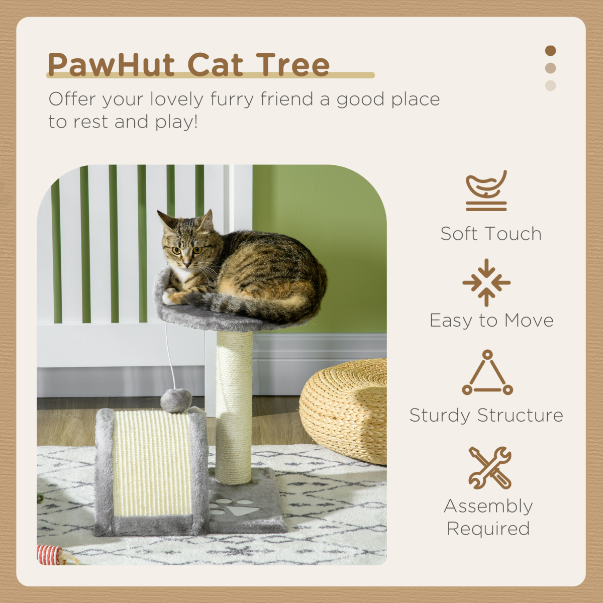 Kitten Activity Centre Cat Tree - Beige/Grey