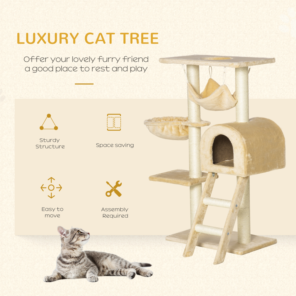 Cat Tree with Hammock and House