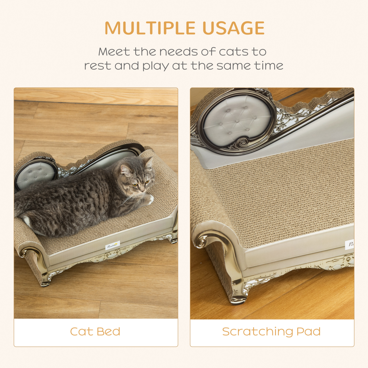 Cat Scratching Bed with Catnip - Brown