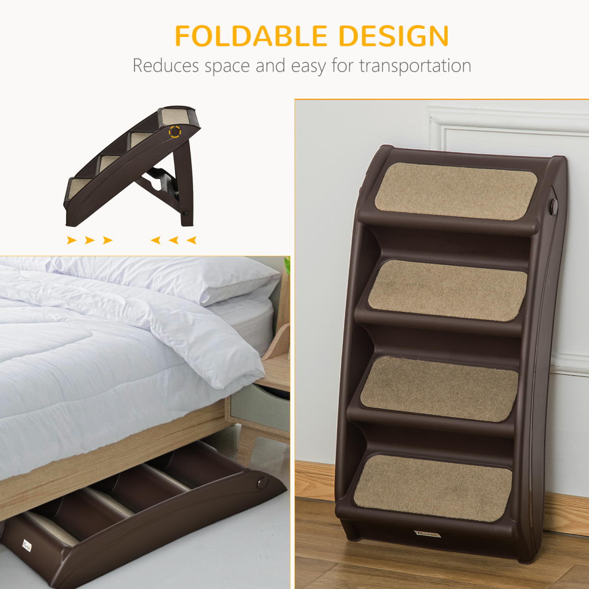 Non-Slip Pet Stairs - Brown