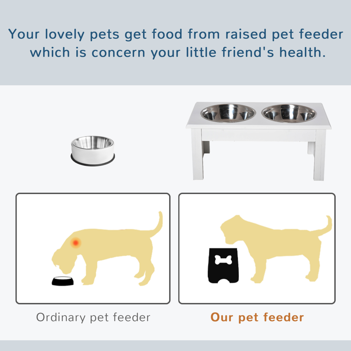 Elevated Dog Feeder, Small - White