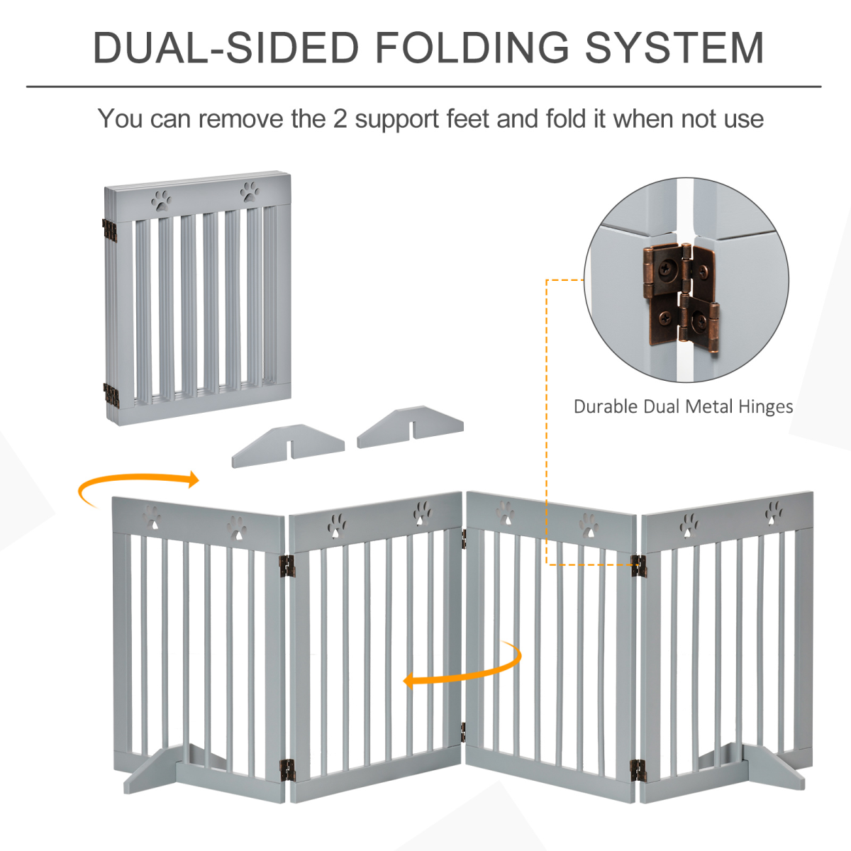 Foldable Wooden Pet Gate, 4-Panel - Compact