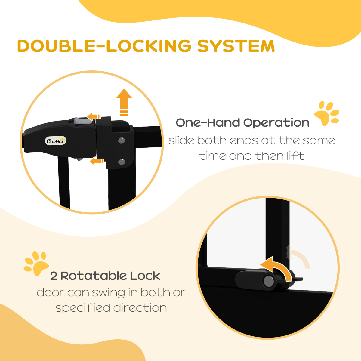 Adjustable Metal Pet Gate, 74-80cm - Black