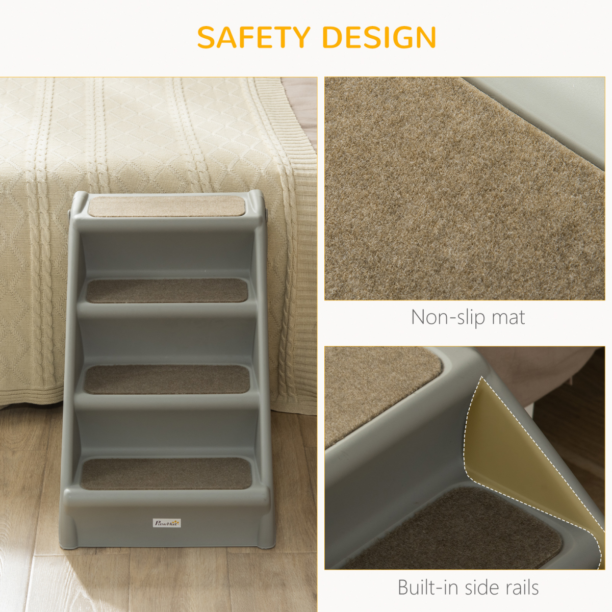 Non-Slip Pet Stairs - Grey